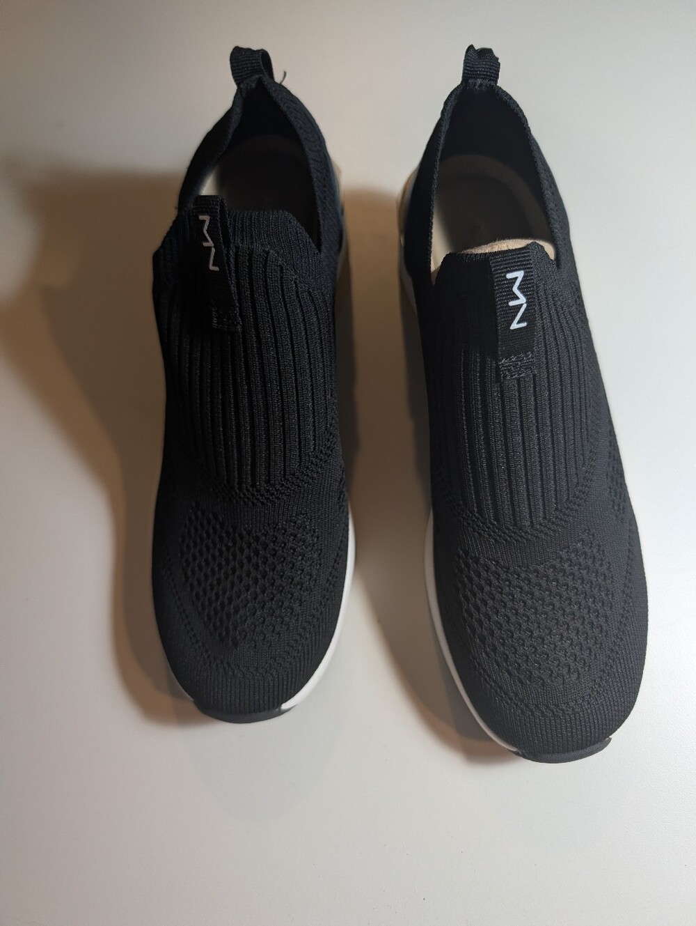 Marc Nason/Skecher Slip-On Knit Women's Sneakers in Black/Gold
